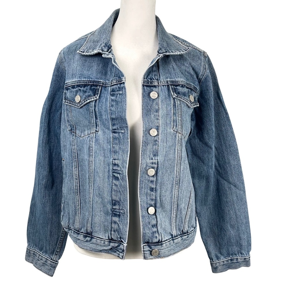 Gap Denim Jean Jacket Women Large Blue Trucker Cotton Medium Wash Button Up
